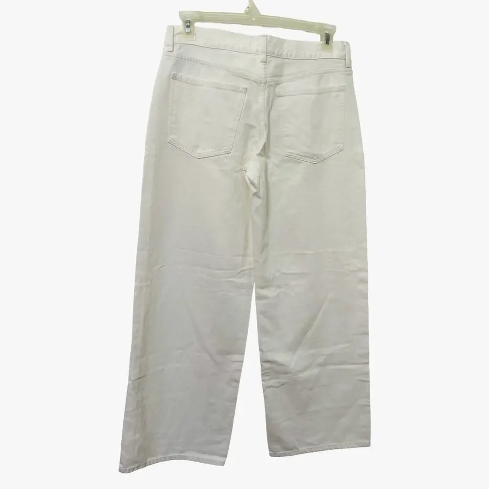 Madewell Womens Low Rise Super Wide Leg Jeans Size 28 Tile White Rigid Denim NWT